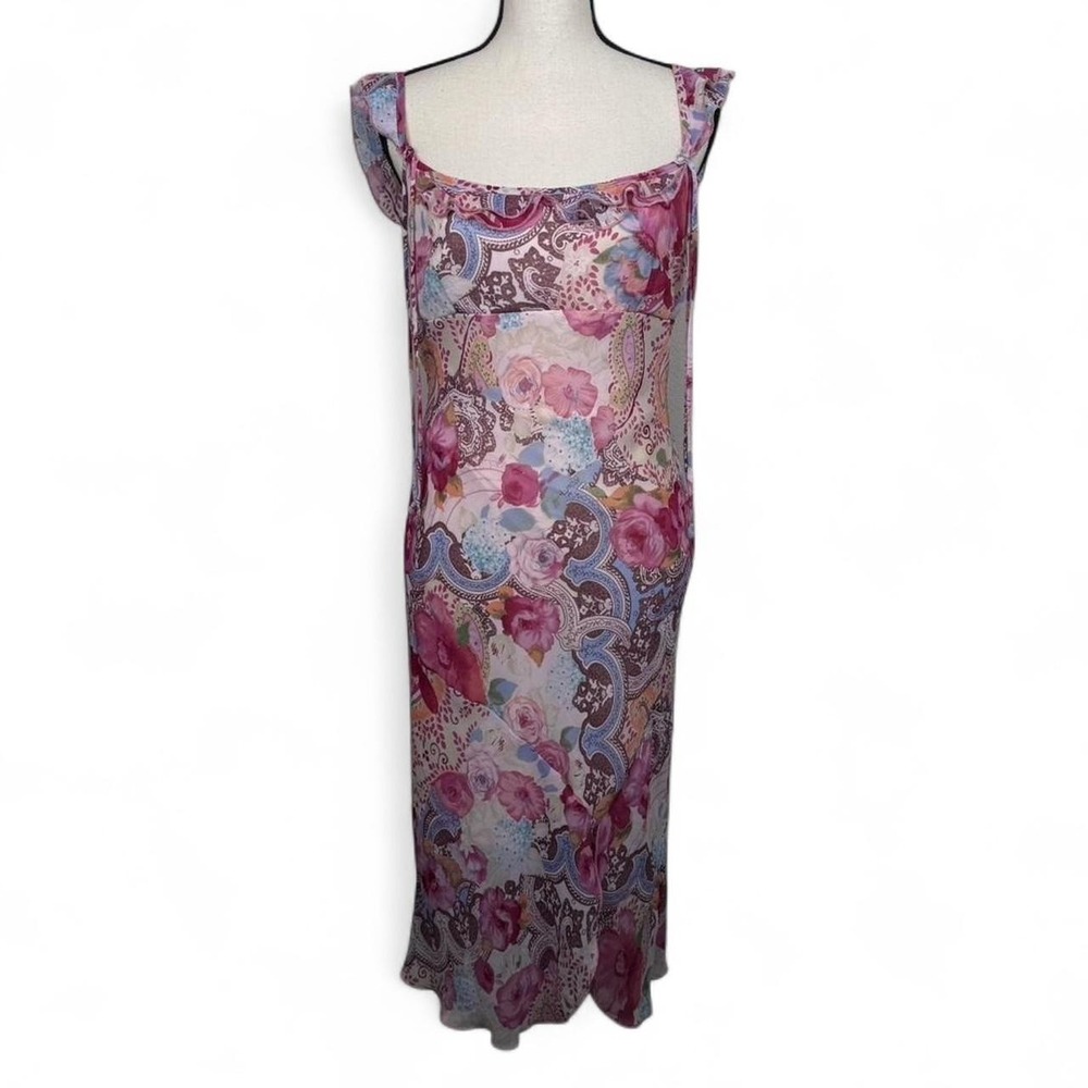 Y2K floral and paisley print maxi dress with ruffle straps Size large
